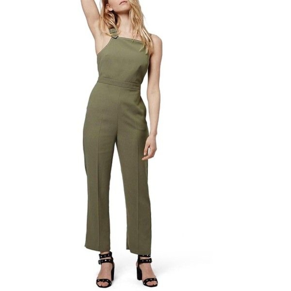 Topshop Pinafore Khaki Green Jumpsuit